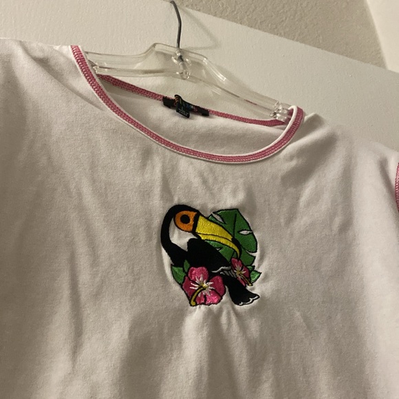 Dollskill Delia’s Toucan Embroidered Long-sleeved Crop Top - Picture 2 of 5